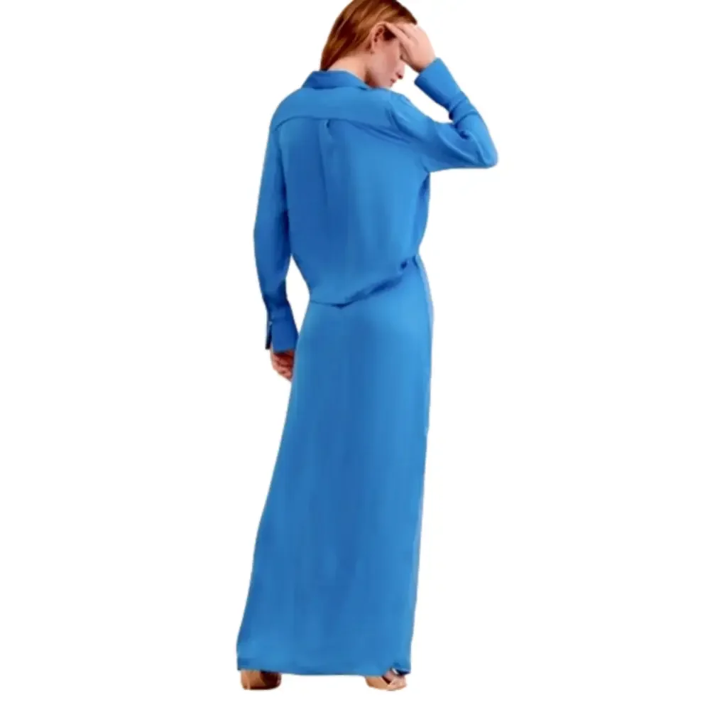 Free People Aida Blue Size 0 Maxi Dress Long Sleeve NEW NWOT